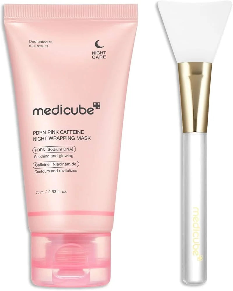 Medicube PDRN Pink Caffeine Night Wrapping Mask, ميديكيوب قناع PDRN الوردي بالكافيين الليلي القابل للتقشير