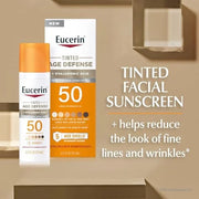 Eucerin Sun Tinted Age Defense Face Sunscreen Lotion SPF 50 75 ml, يوسيرين واقي الشمس الملوّن ضد علامات التقدم في العمر SPF 50 بحجم 75 مل