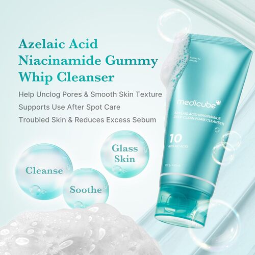Medicube Azelaic Acid Niacinamide Deep Clean Foam Cleanser 120 ml, ميديكيوب غسول رغوي بالأزيلايك أسيد والنياسيناميد للتنظيف العميق 120 مل
