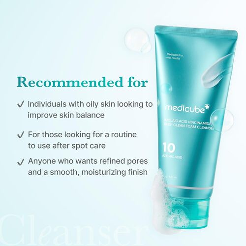 Medicube Azelaic Acid Niacinamide Deep Clean Foam Cleanser 120 ml, ميديكيوب غسول رغوي بالأزيلايك أسيد والنياسيناميد للتنظيف العميق 120 مل