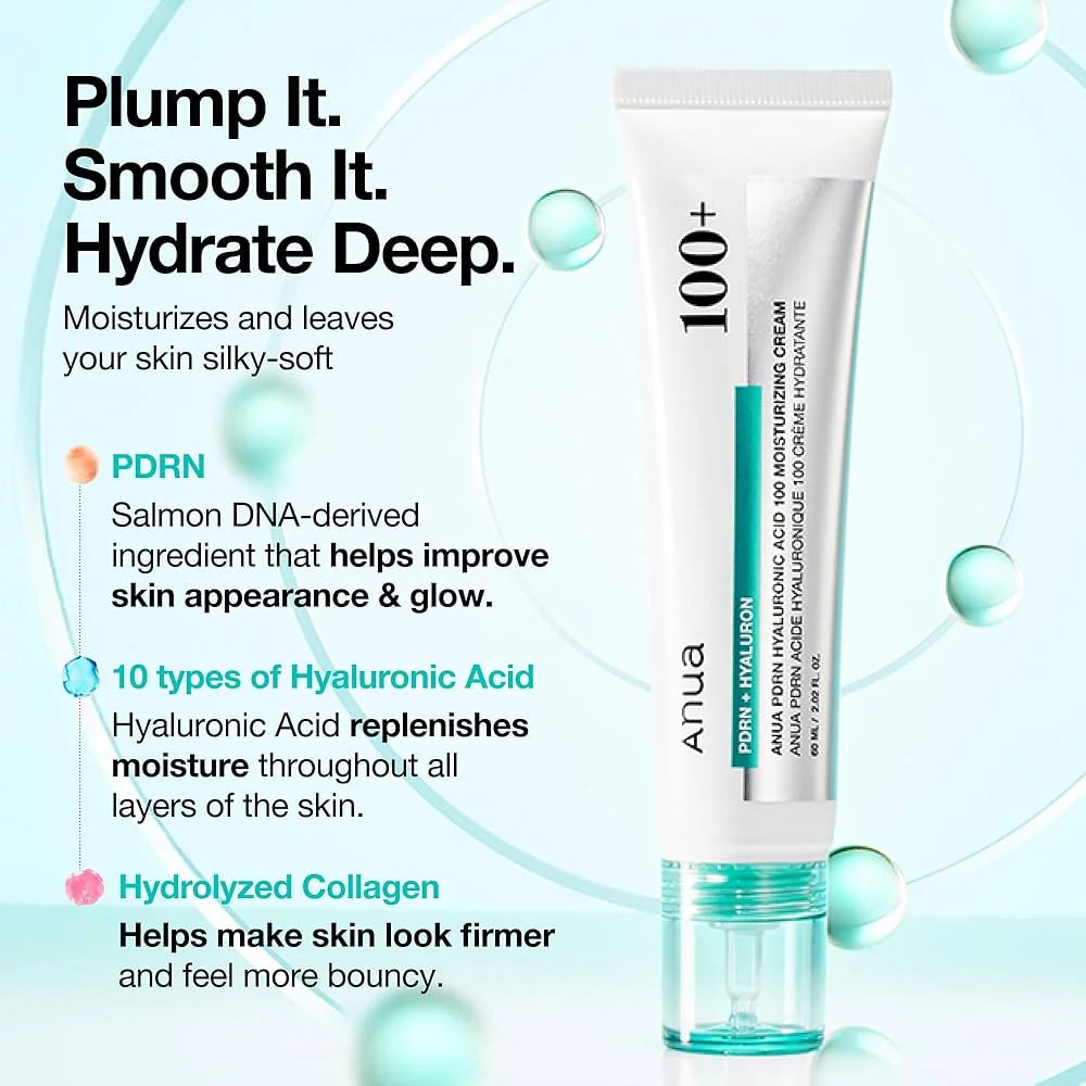 Anua PDRN Hyaluronic Acid 100 Moisturizing Cream, أنوا كريم PDRN هيالورونيك أسيد 100 المرطب