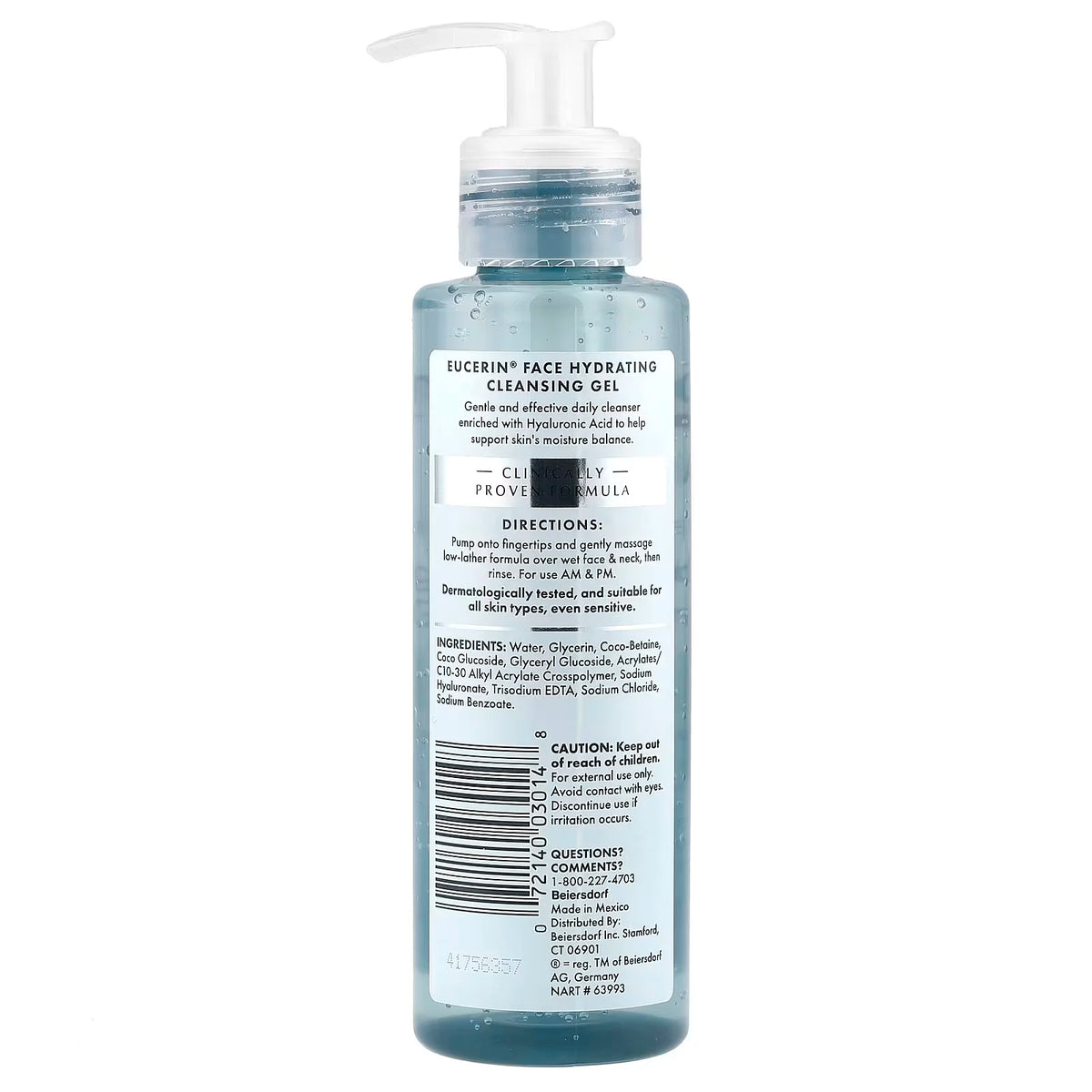 Eucerin Face Hydrating Cleansing Gel 400 ml, يوسيرين جل التنظيف المرطّب للوجه 400 مل