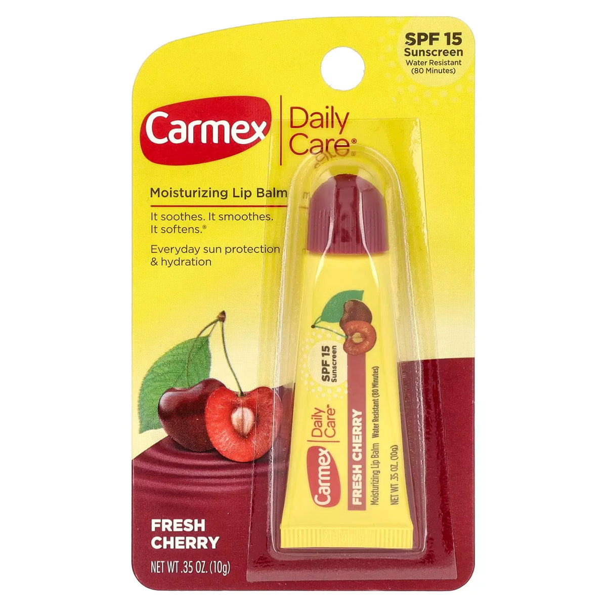 Carmex Daily Care Moisturizing Lip Balm SPF 15 Fresh Cherry, كارمكس مرطّب الشفاه ديلي كير SPF 15 بنكهة الكرز