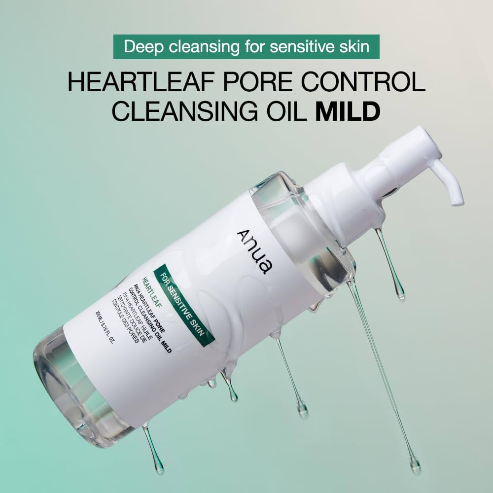 Anua Heartleaf Pore Control Cleansing Oil Mild 200 ml, أنوا زيت التنظيف هارتليف للتحكم بالمسام مايلد 200 مل