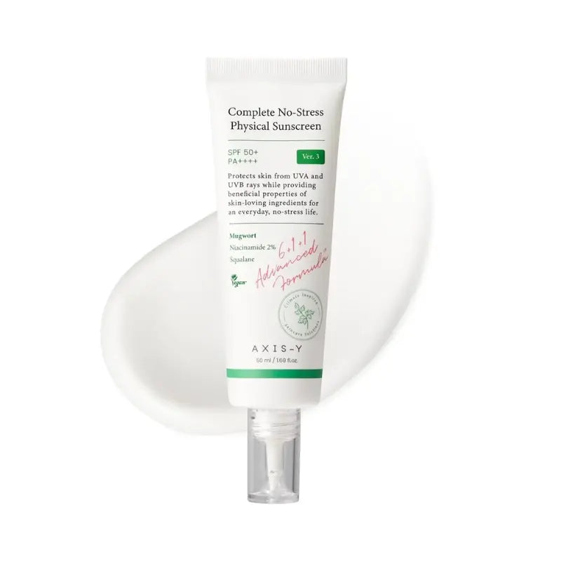 AXIS-Y Complete No-Stress Physical Sunscreen SPF50+ 50 ml, أكسيس واي واقي الشمس الفيزيائي كومبليت نو-ستريس SPF50+ 50 مل