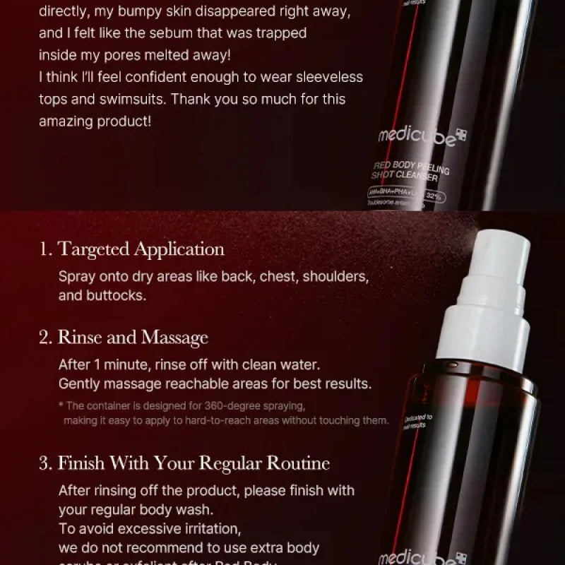 Medicube Red Acne Body Peeling Shot, ميديكيوب مقشّر حبوب الجسم ريد