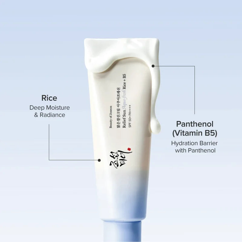 Beauty of Joseon Relief Sun Aqua-Fresh Rice + B5 SPF50+ PA++++ 50 ml, بيوتي أوف جوسون واقي الشمس ريليف صن أكوا-فريش بالأرز وفيتامين B5 SPF50+ 50 مل