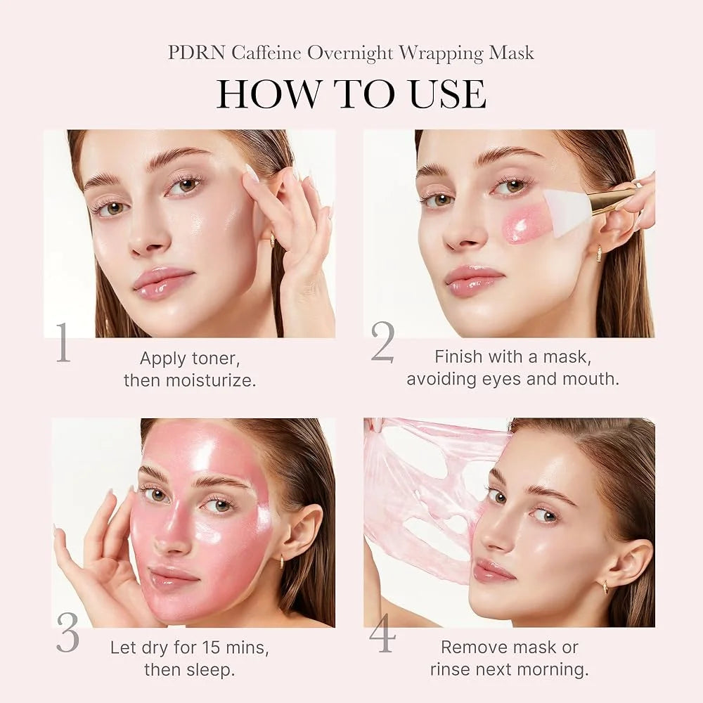 Medicube PDRN Pink Caffeine Night Wrapping Mask, ميديكيوب قناع PDRN الوردي بالكافيين الليلي القابل للتقشير