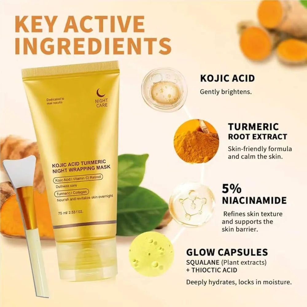 Medicube Kojic Acid Turmeric Night Wrapping Mask, ميديكيوب قناع الكوجيك أسيد والكركم الليلي القابل للتقشير