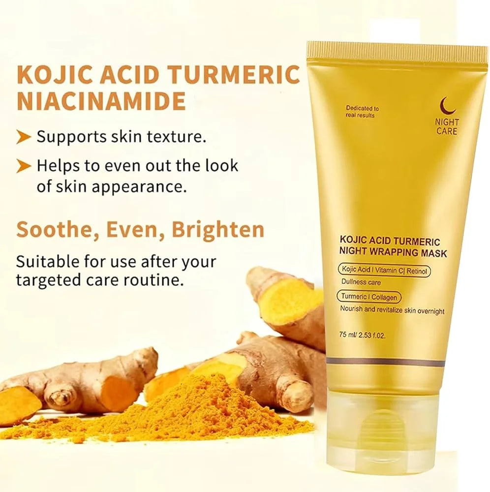 Medicube Kojic Acid Turmeric Night Wrapping Mask, ميديكيوب قناع الكوجيك أسيد والكركم الليلي القابل للتقشير