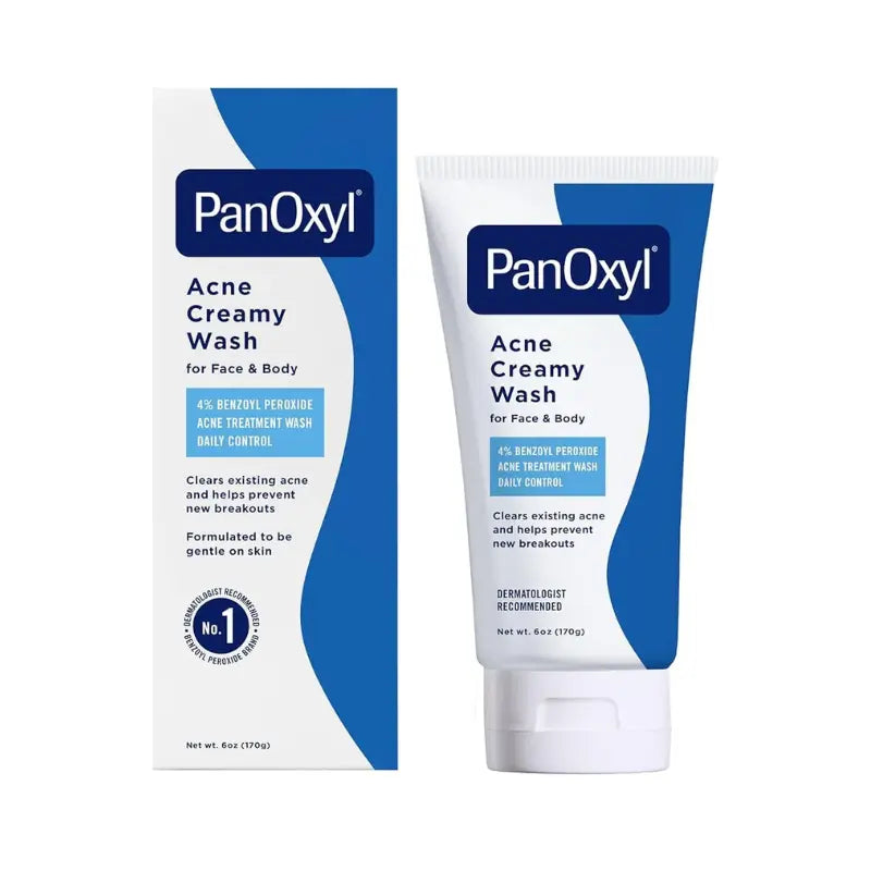 PanOxyl Acne Creamy Wash 4% Benzoyl Peroxide 170 g, بانوكسيل غسول كريمي للحبوب بيروكسيد البنزويل 4% 170 غ
