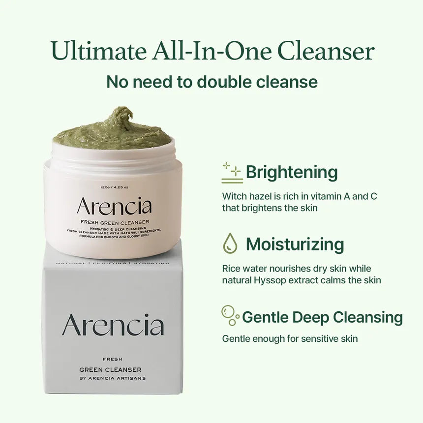 Arencia Fresh Green Rice Mochi Cleanser, أرينشيا غسول الأرز موتشي الأخضر المنعش