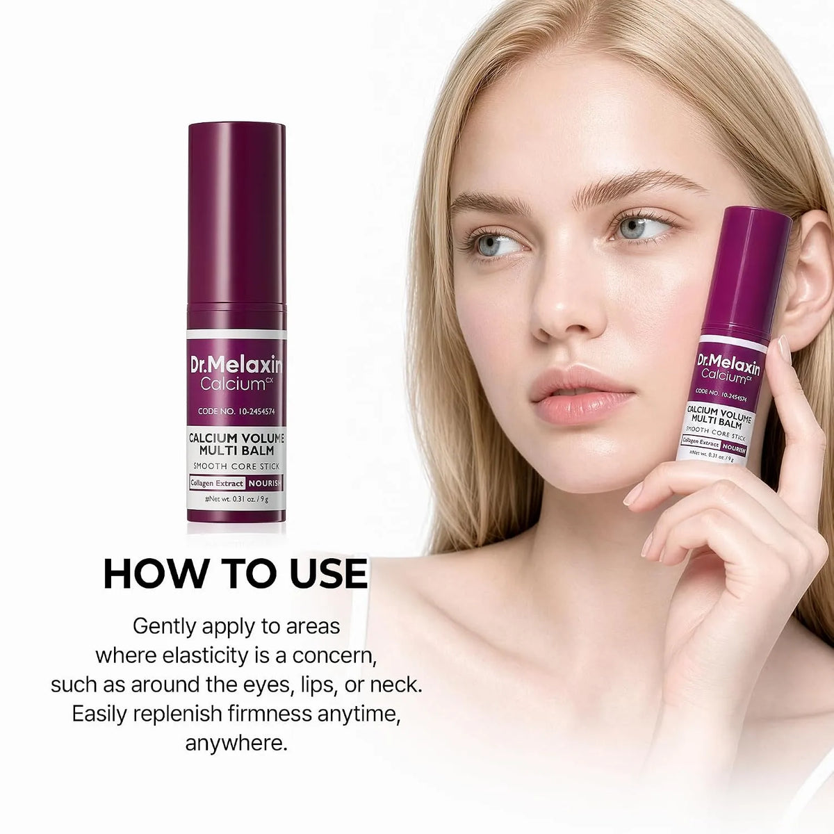 Dr.Melaxin Calcium Multi Balm Stick 9 g, دكتور ميلاكسين بلسم الكالسيوم متعدد الاستخدامات 9 غ
