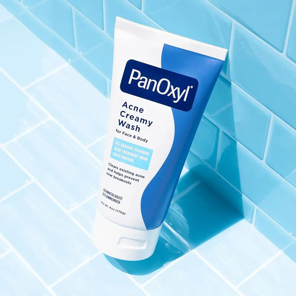 PanOxyl Acne Creamy Wash 4% Benzoyl Peroxide 170 g, بانوكسيل غسول كريمي للحبوب بيروكسيد البنزويل 4% 170 غ