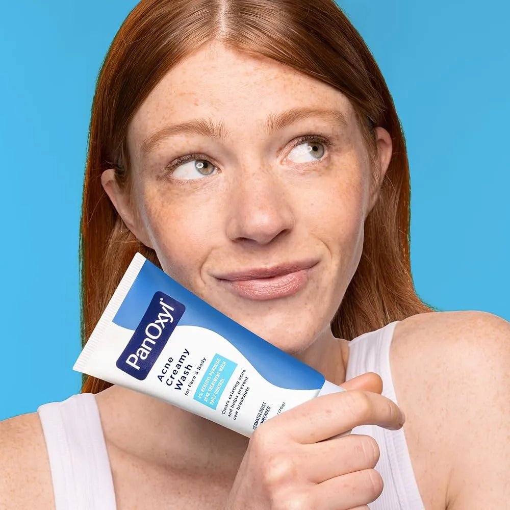 PanOxyl Acne Creamy Wash 4% Benzoyl Peroxide 170 g, بانوكسيل غسول كريمي للحبوب بيروكسيد البنزويل 4% 170 غ