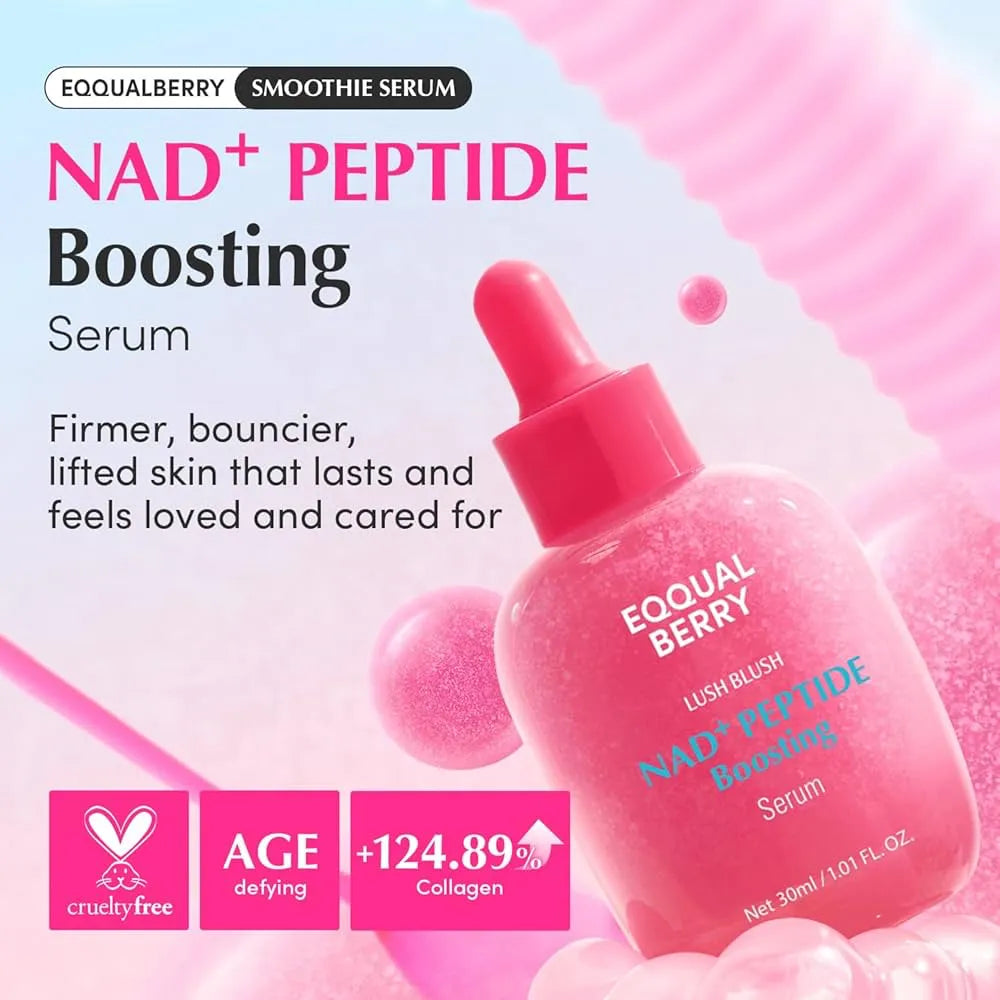 EQQUALBERRY Lush Blush NAD+ Peptide Boosting Serum 30 ml, إيكوالبيري سيروم NAD+ بالببتايدات لاش بلاش 30 مل