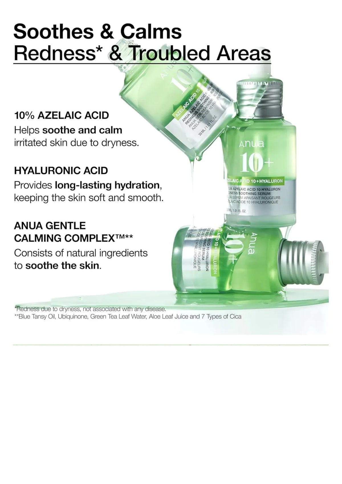 Anua Azelaic Acid 10 + Hyaluron Redness Soothing Serum 30 ml, أنوا سيروم أزيلايك أسيد 10 + هيالورون لتهدئة الاحمرار 30 مل