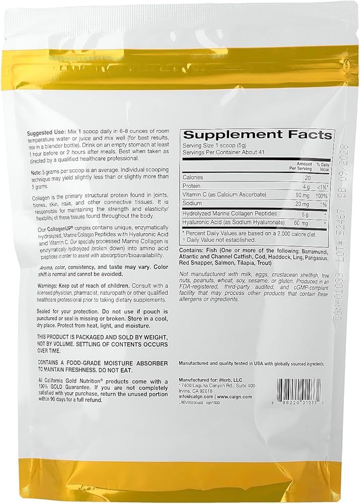 California Gold Nutrition CollagenUP® (Hydrolyzed Marine Collagen + Hyaluronic Acid + Vitamin C)