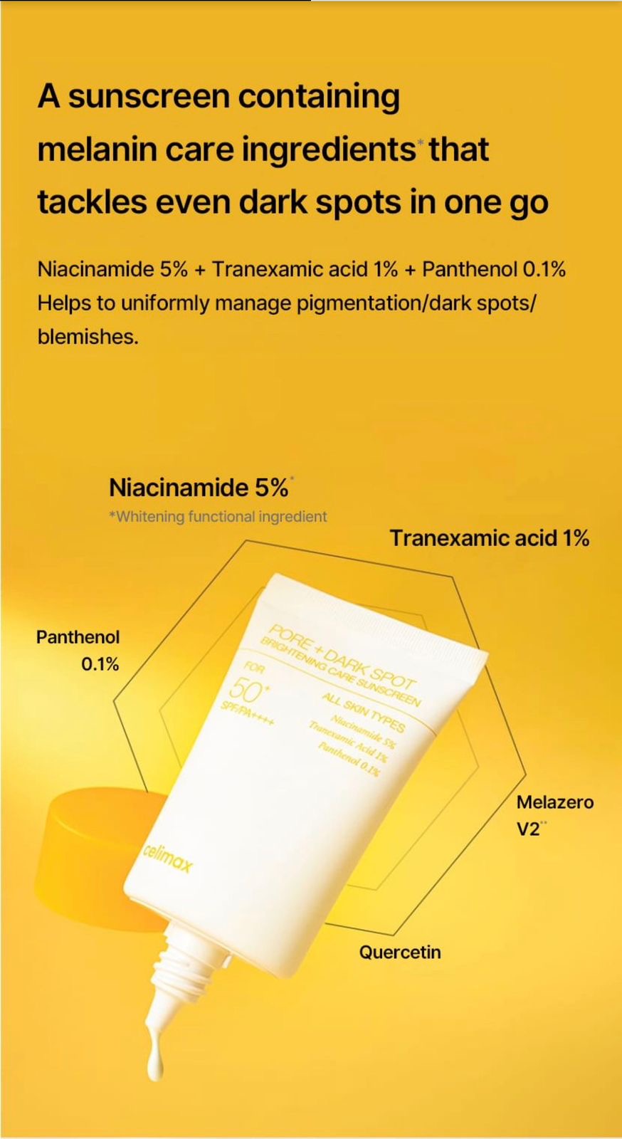 Celimax pore dark spot brightening sunscreen SPF50+
